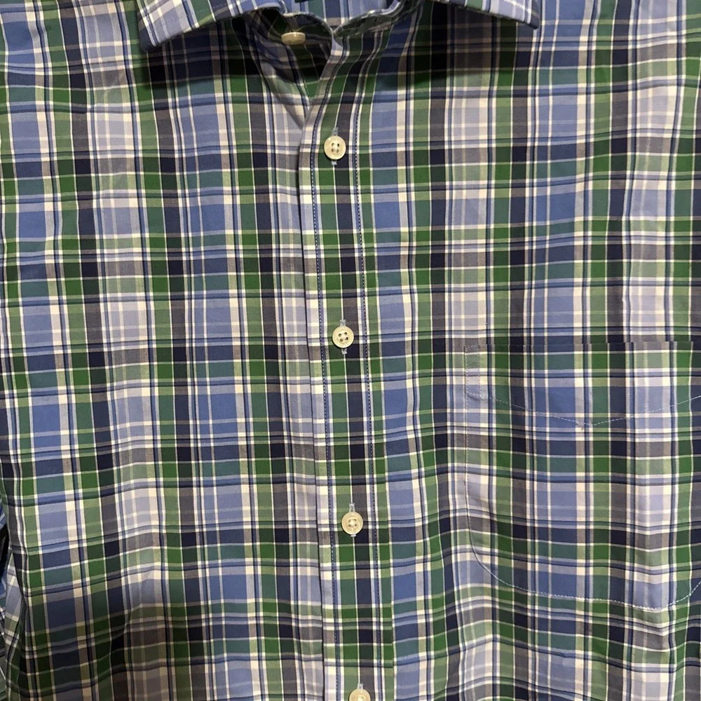 Lauren Ralph Lauren Shirt Mens L Sleeve Button Front Plaid Pocket